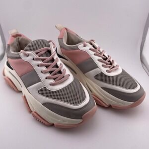 Steve‎ Madden Dragon Chunky Leather Sneakers Womens 10 Pink Gray Athletic Shoes